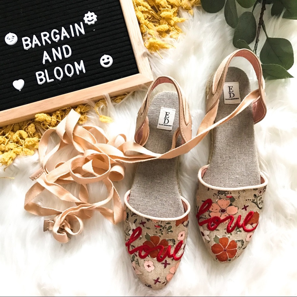 💕NWOT Ellen Degeneres “LOVE” Lace Up Espadrilles